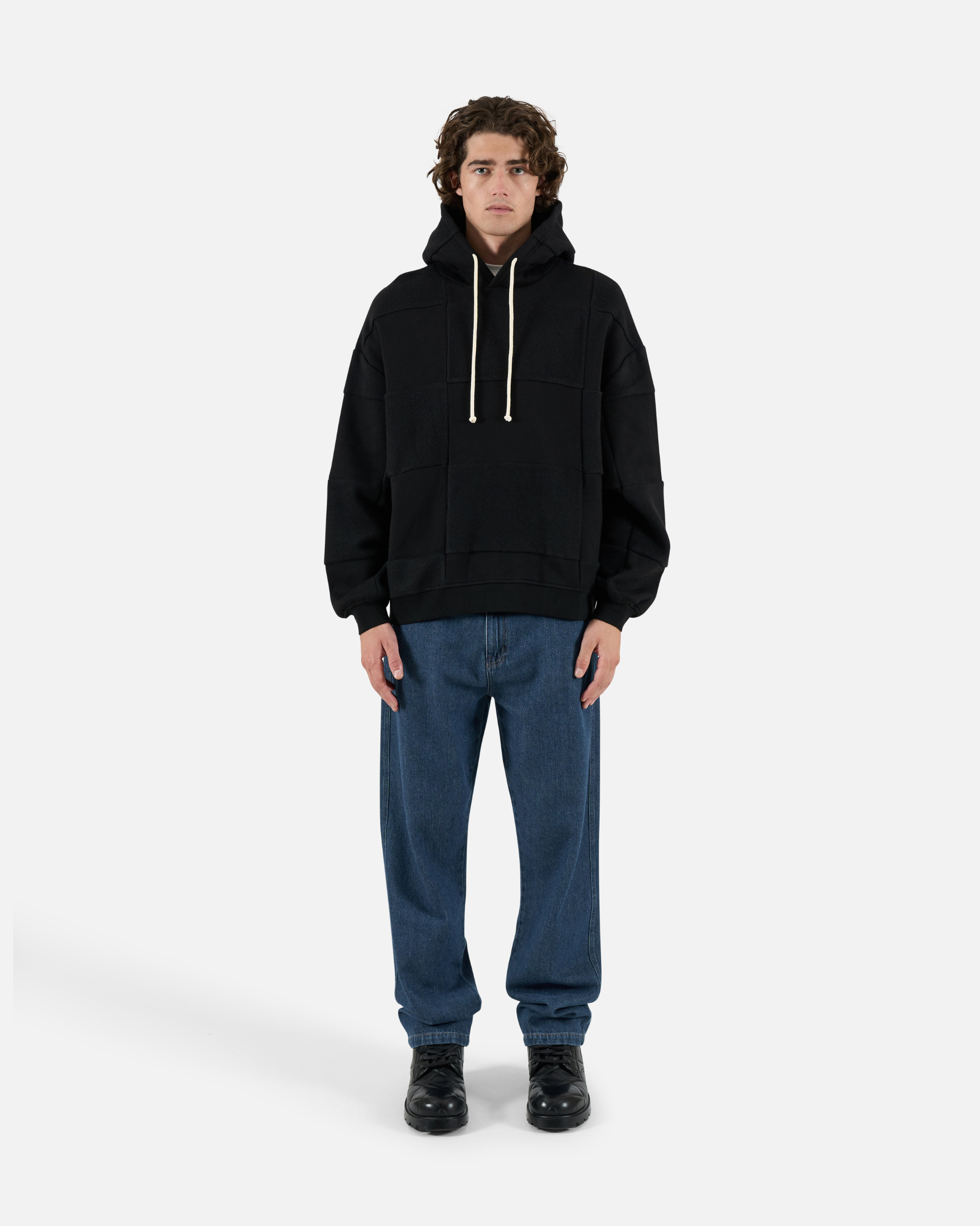 Black Quilted Hoodie