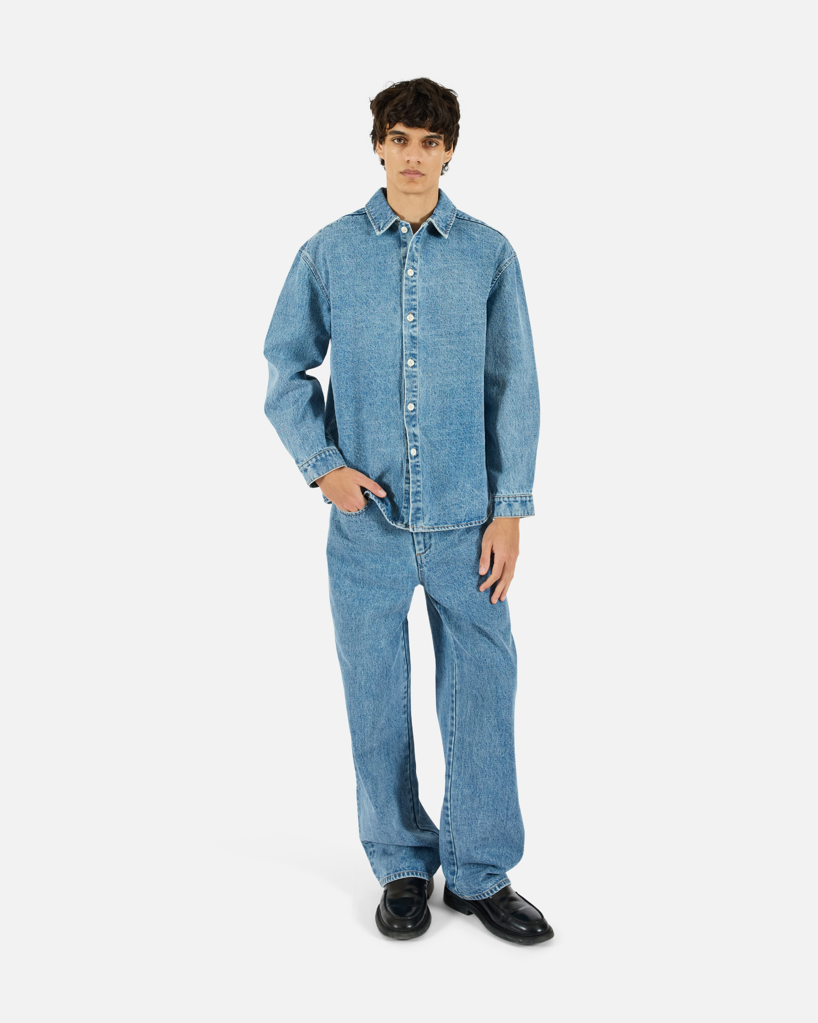 KROST Oversized Denim Shirt in Blue KROST Oversized Denim Shirt in Blue