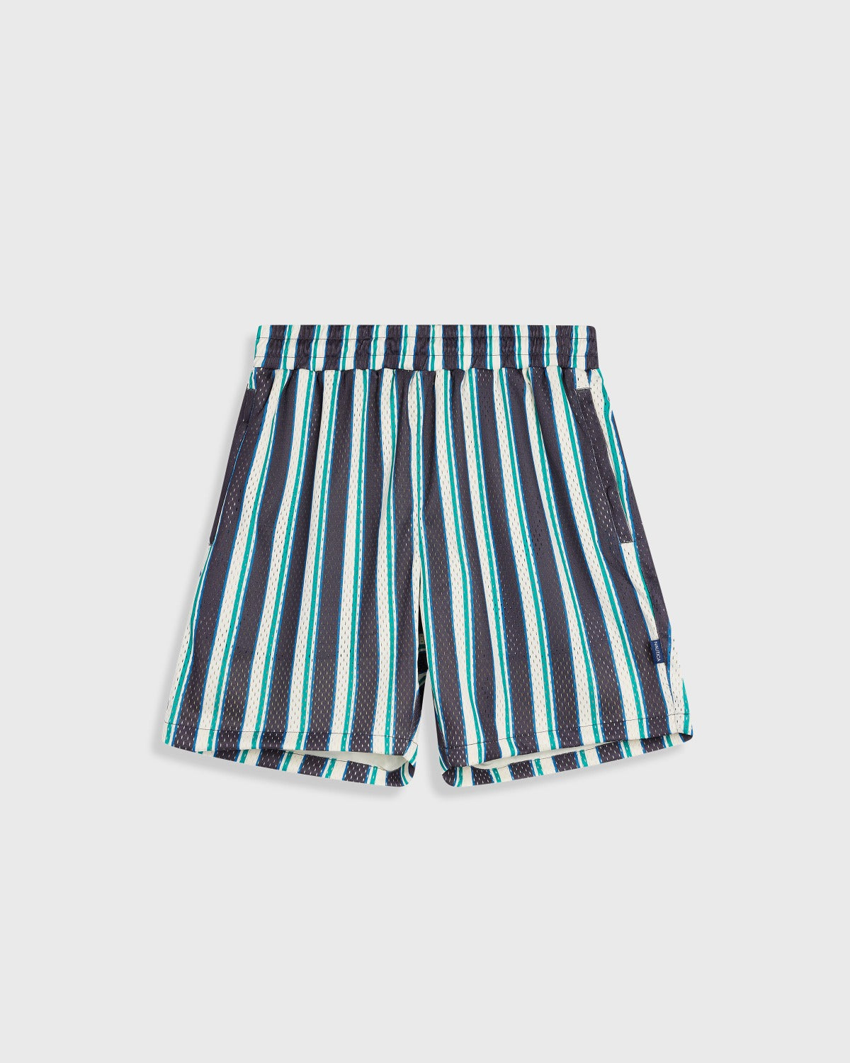KROST x Nautica | Striped Mesh Shorts navy turquoise and white stripe short