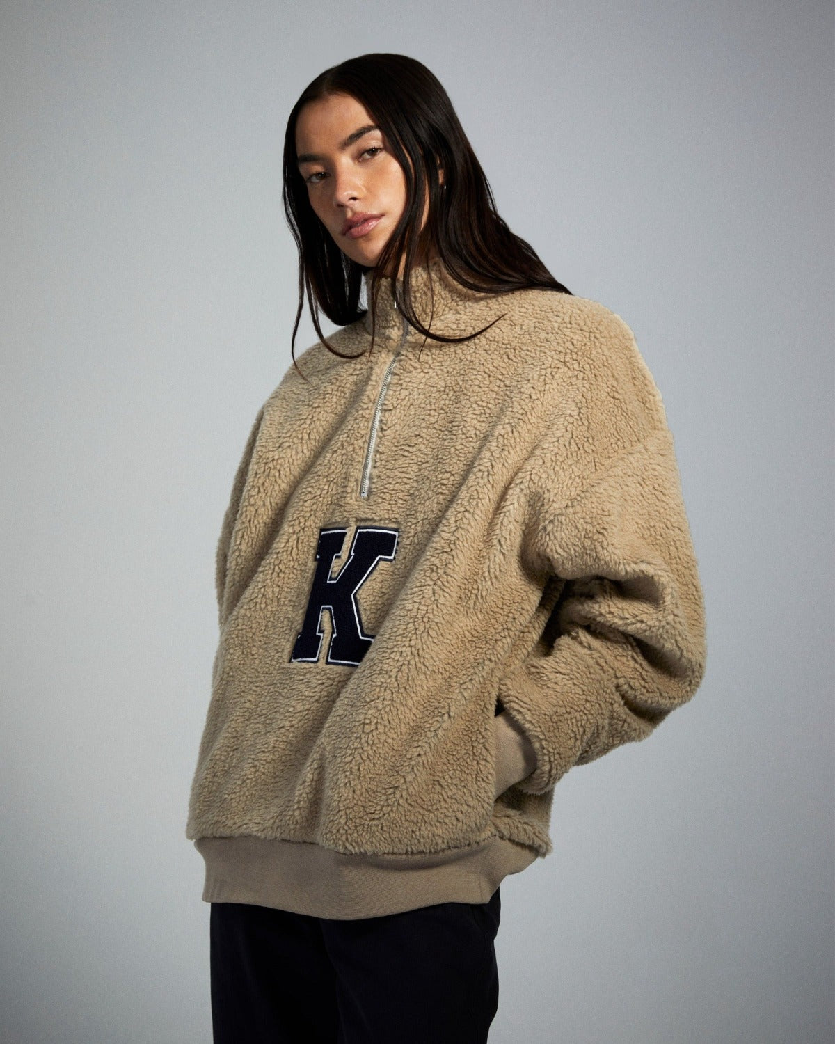 KROST x Nautica | Beige Long Sleeve Quarter Zip Pull-over Sweatshirt