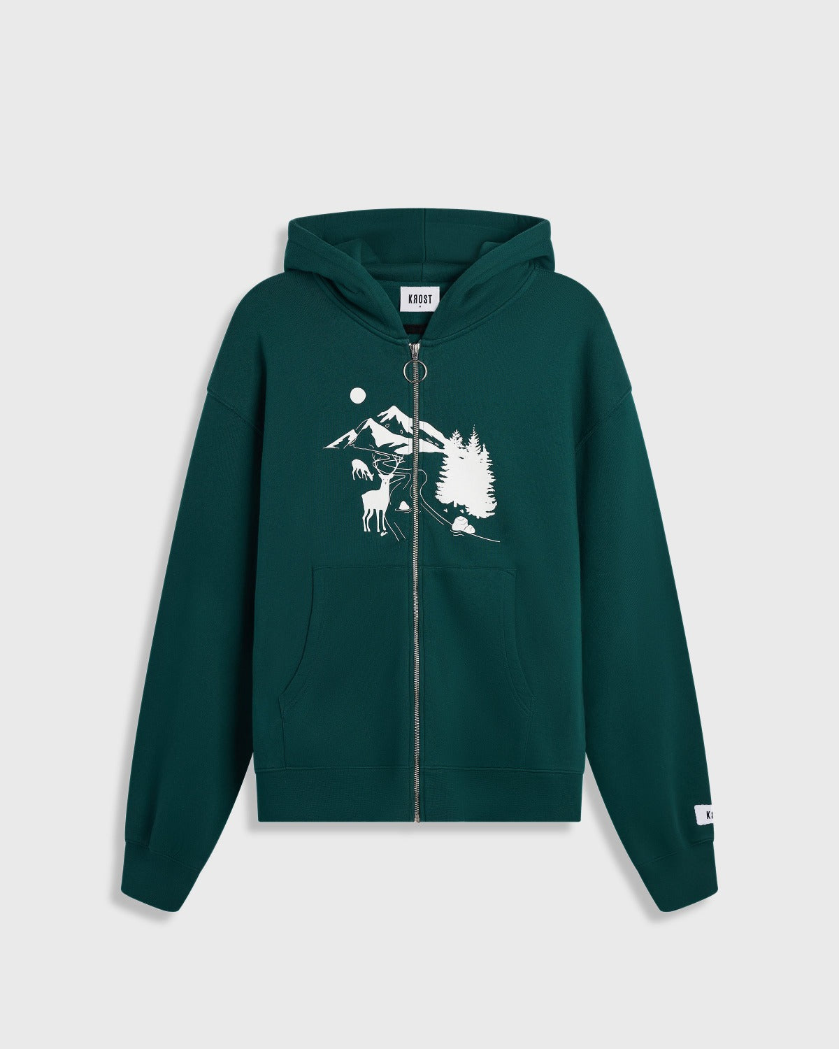 Dark green Woodland zip-up hoodie sweatshirt 100 Cotton – KROST