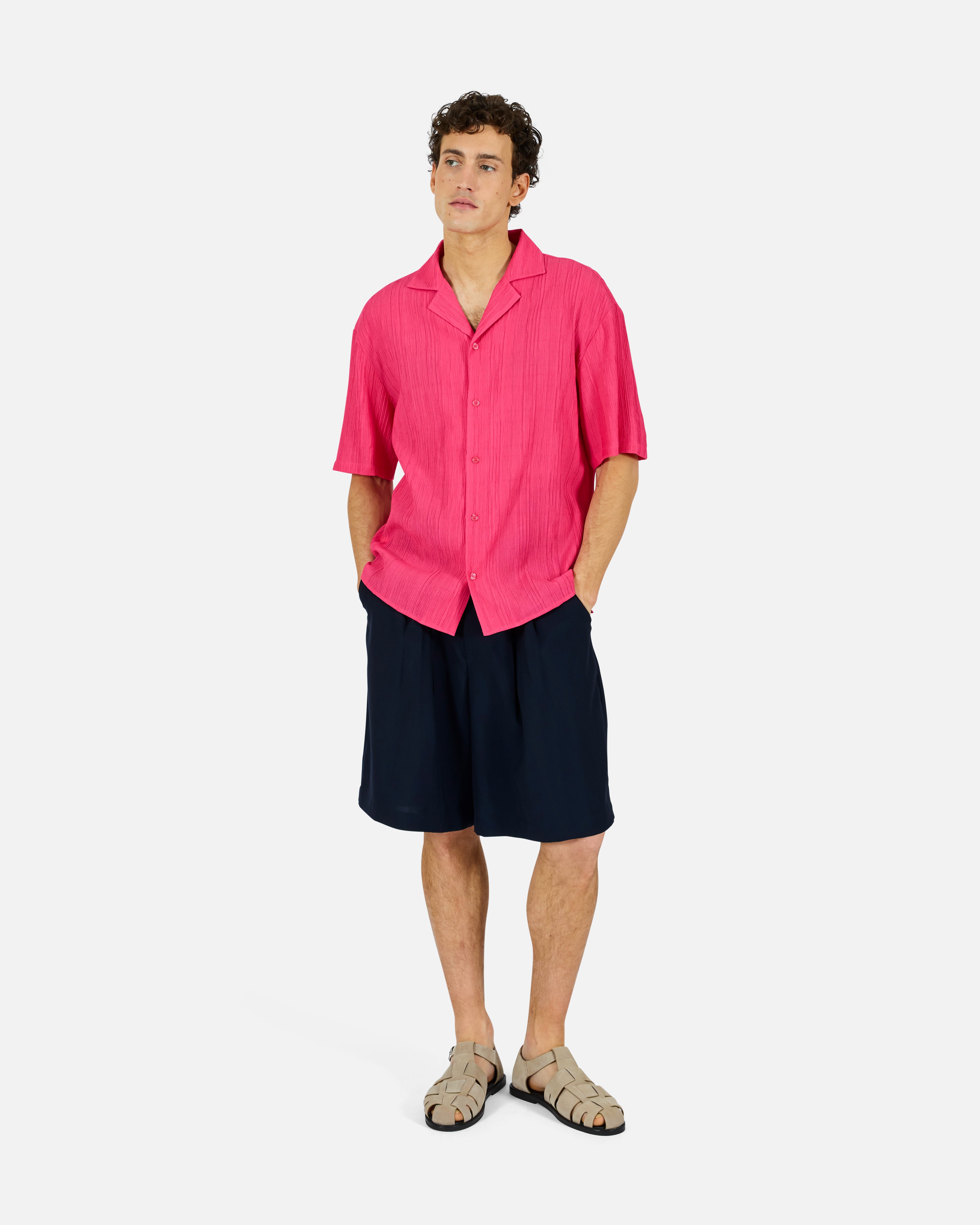 bowling shirt dress Retro Colorblock Pinup Bowling Button Up Shirt Dress Pink / XXLarge (16)