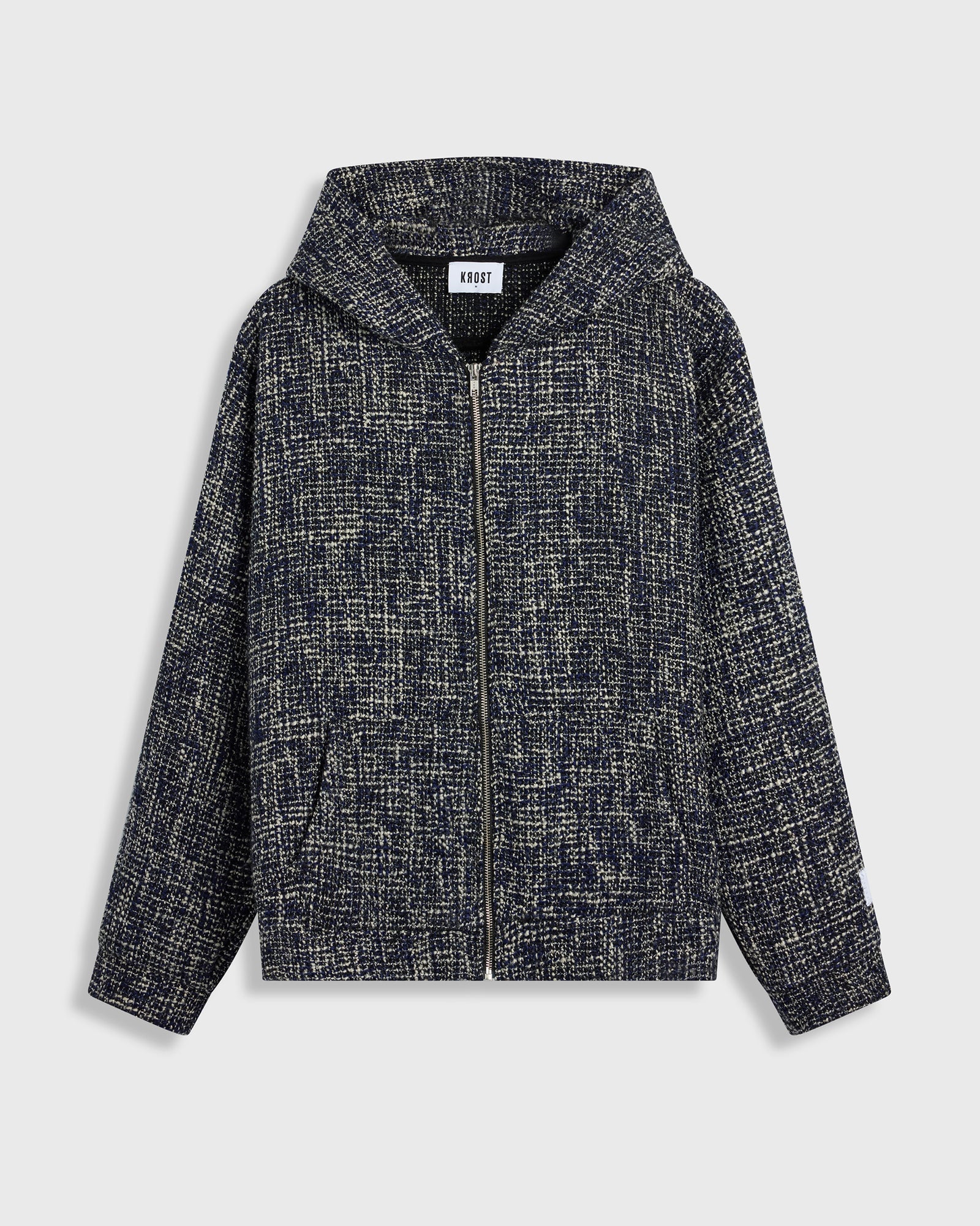 Navy tweed full zip up hoodie jacket - unisex fashion jackets for men & women by Krost