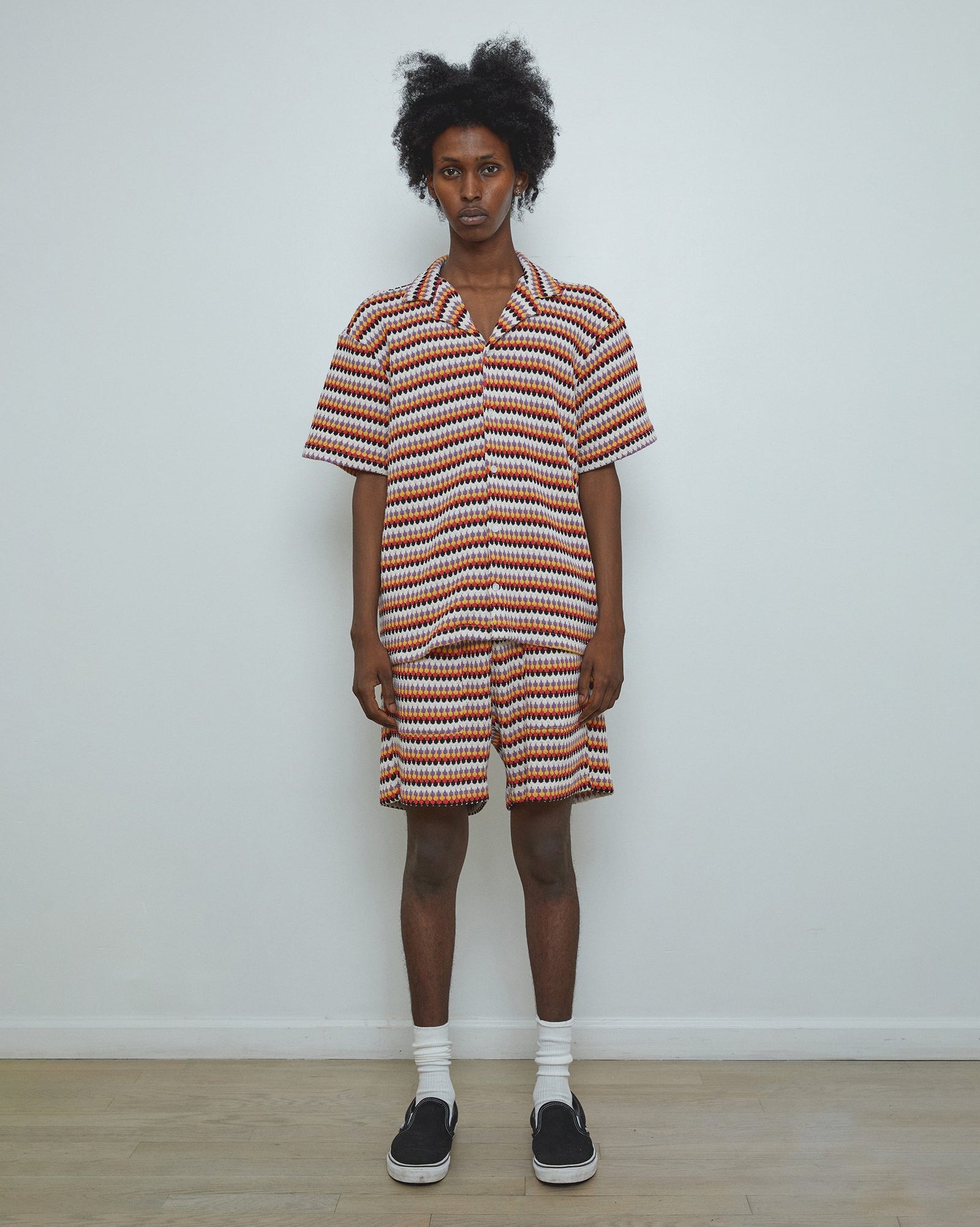 Striped textured shorts- unisex fashion bottoms for men & women by Krost.