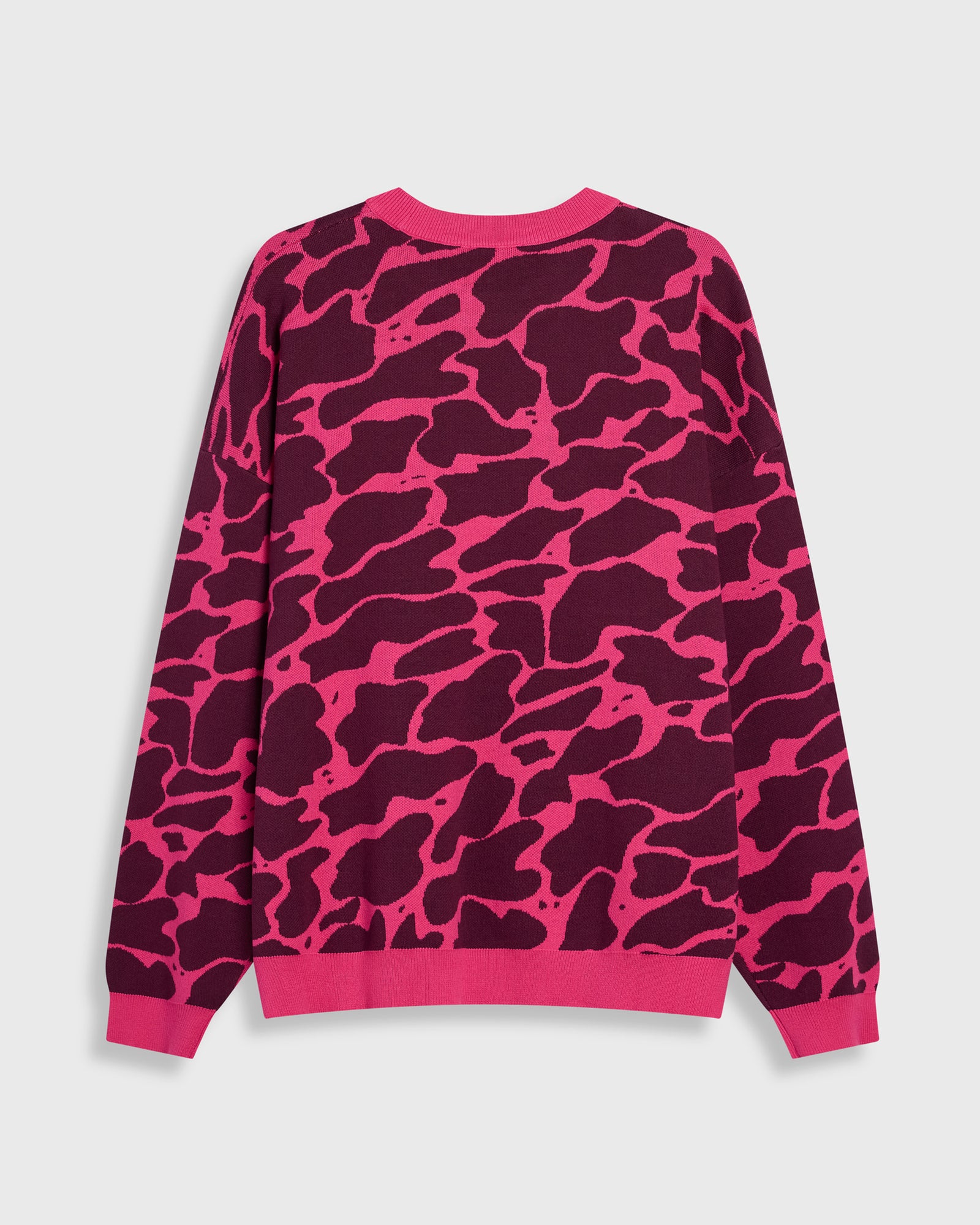 Unique brown print hot pink long sleeve 100% cotton sweater for men and women