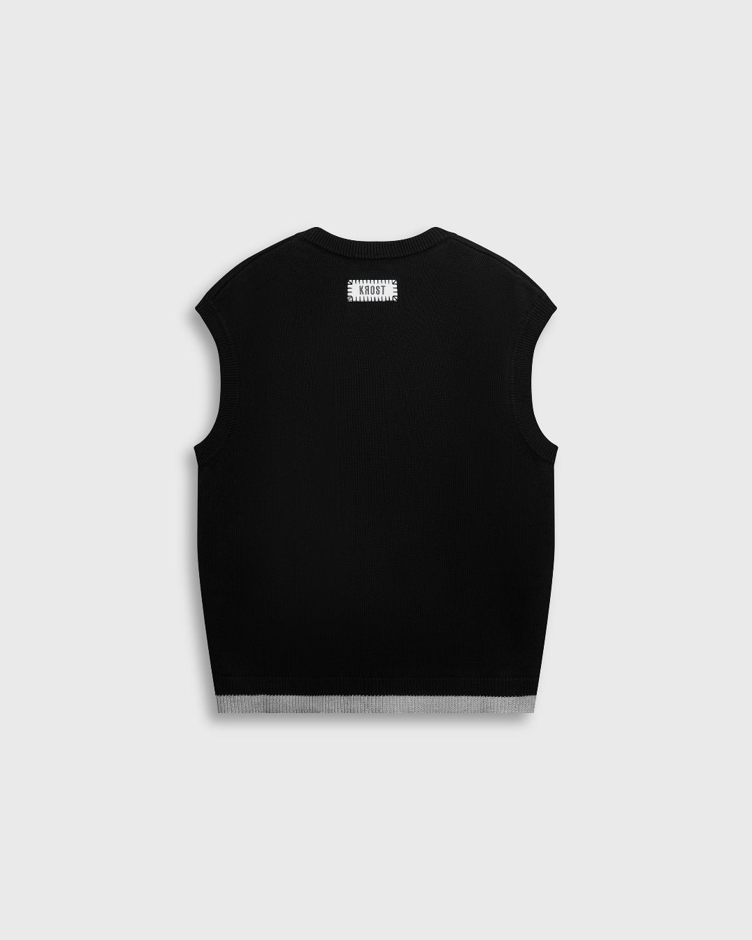black sleeveless pullover v neck sweater vest by Krost NYC