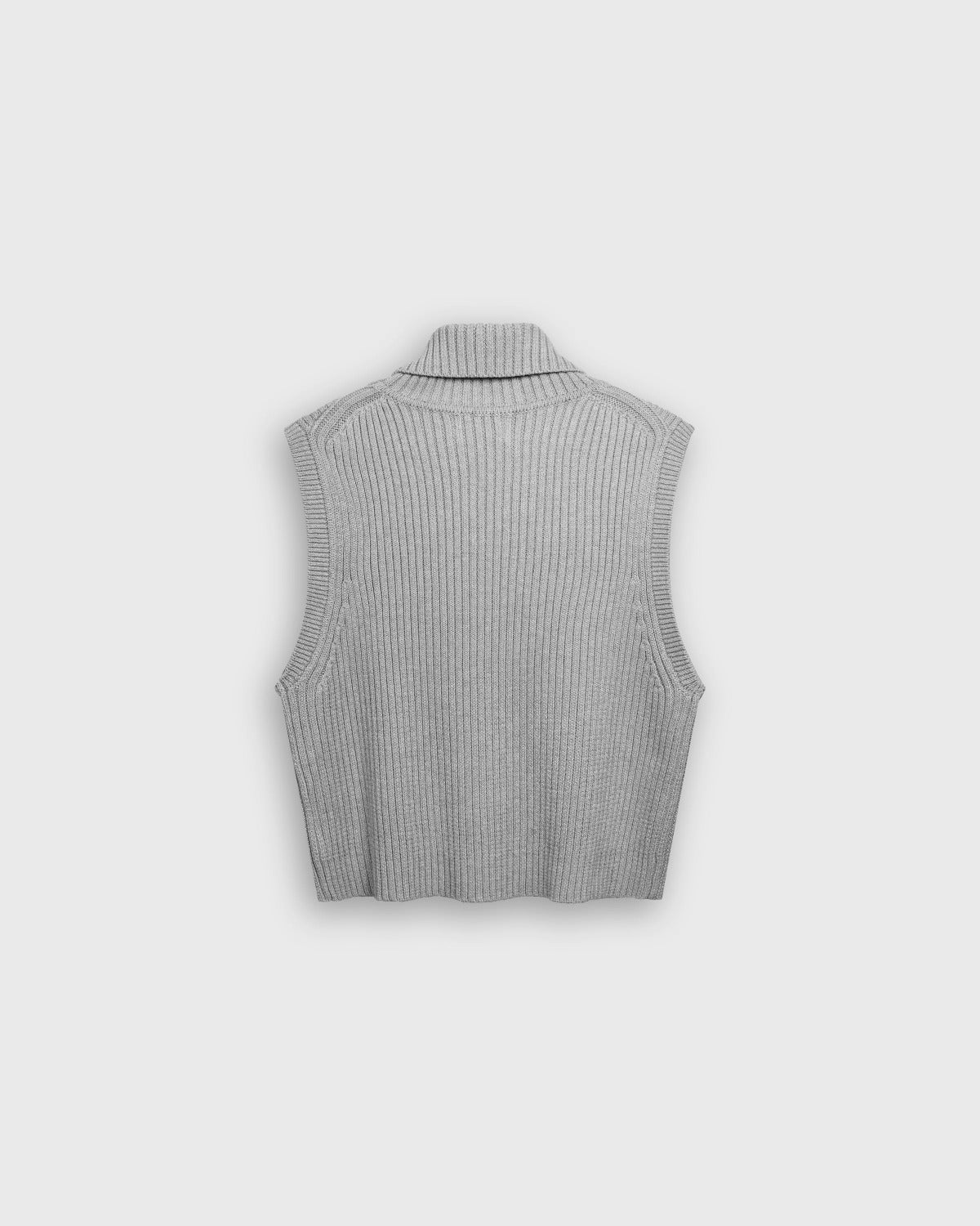 gray roll neck cropped sweater vest