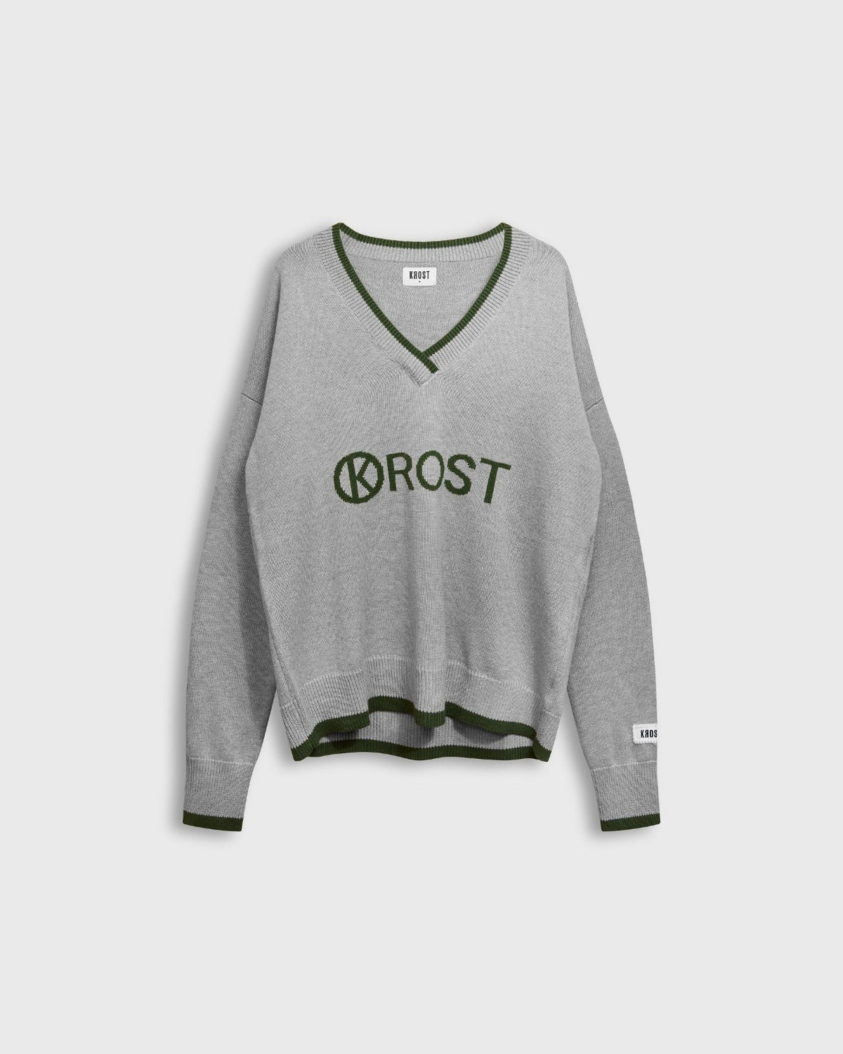 Men's grey long sleeve Kosher K v-neck 100% cotton sweater by Krost NY