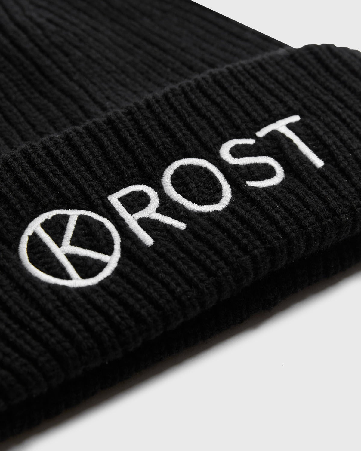 black beanie wool knit Krost logo