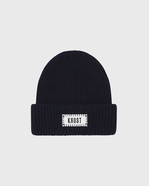 Navy Wool Knit Beanie Hat – KROST